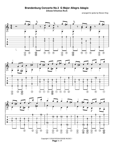 Brandenburg Concerto No.3 G Major Allegro Adagio (arr. Steven Michael King)