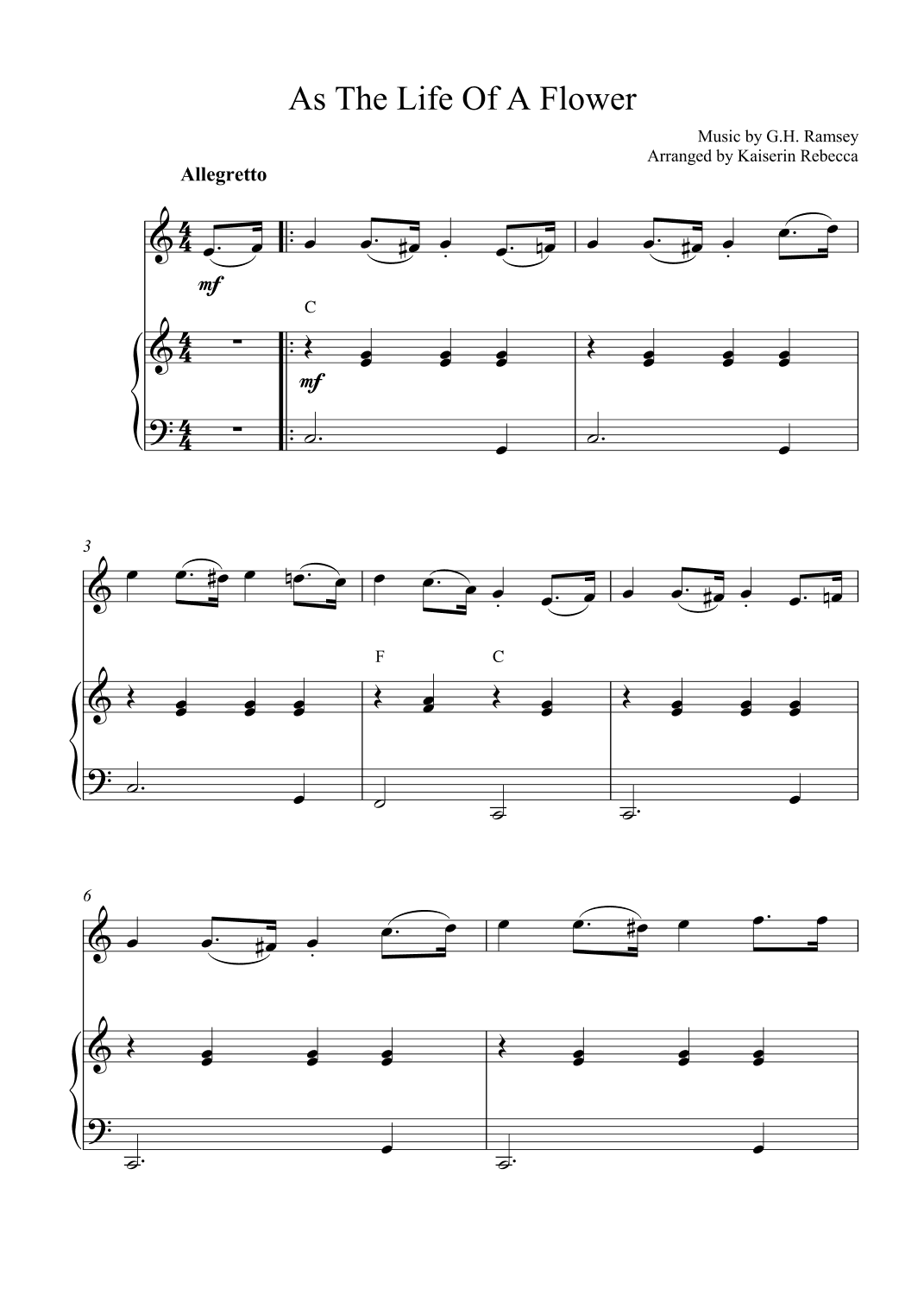 As the Life of a Flower (arr. Kaiserin Rebecca)