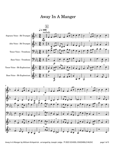 Away In A Manger for Brass Quartet in Schools (arr. Joseph Judge)