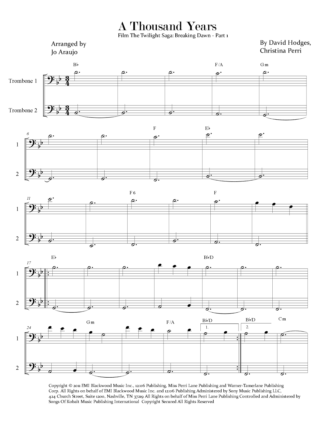 A Thousand Years (arr. Jo Araujo)