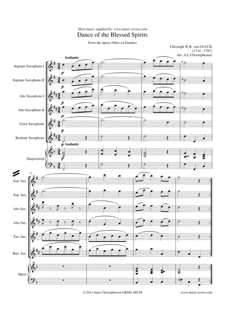 Dance of the Blessed Spirits - Sax ensemble (arr. Anne Christopherson GRSM ARCM)