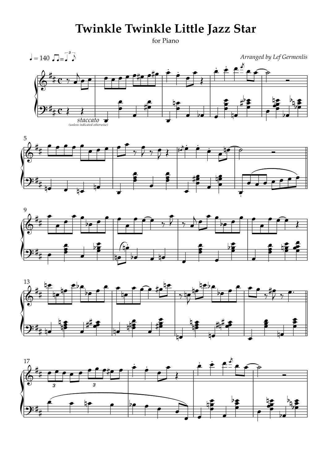 Twinkle Twinkle Little Star (arr. Lef Germenlis)