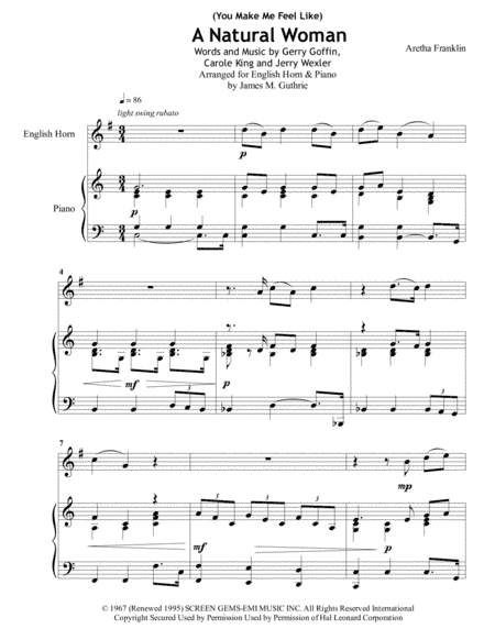 (You Make Me Feel Like) A Natural Woman (arr. James M. Guthrie, ASCAP)