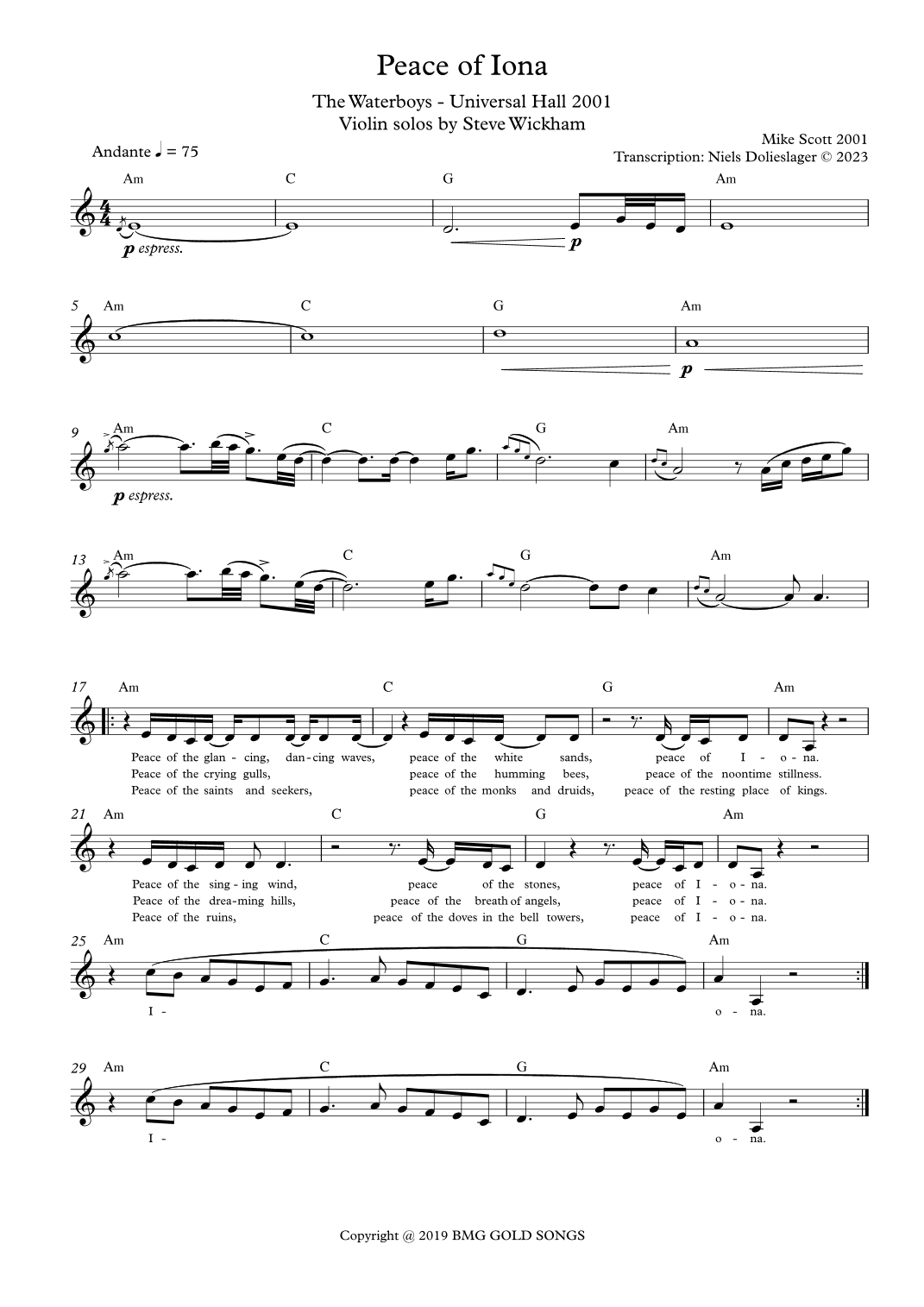 Peace Of Iona (arr. Niels Dolieslager)
