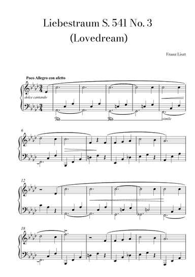 Liebestraum (Lovedream) Easy Piano (arr. Lais Reis)