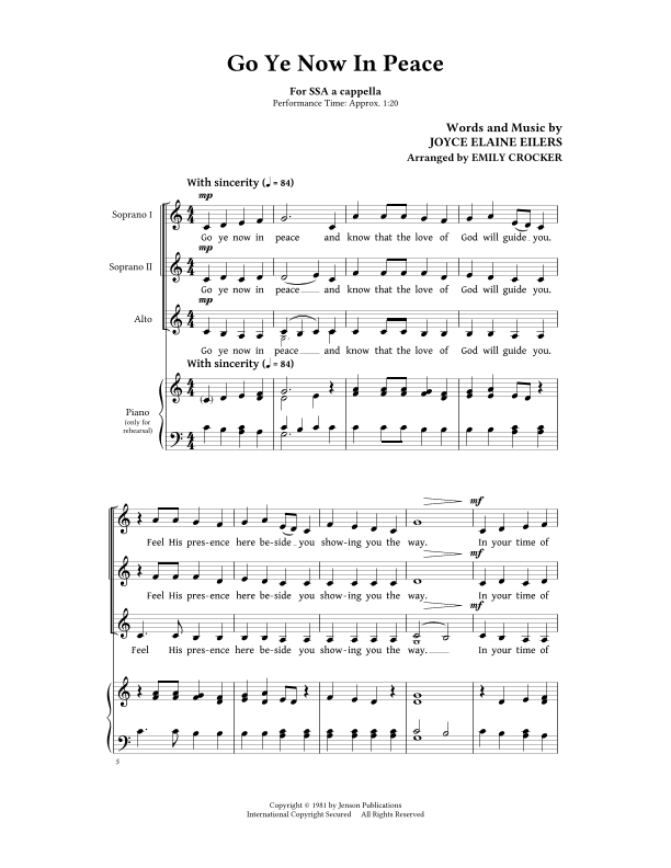 Go Ye Now In Peace (arr. Emily Crocker)