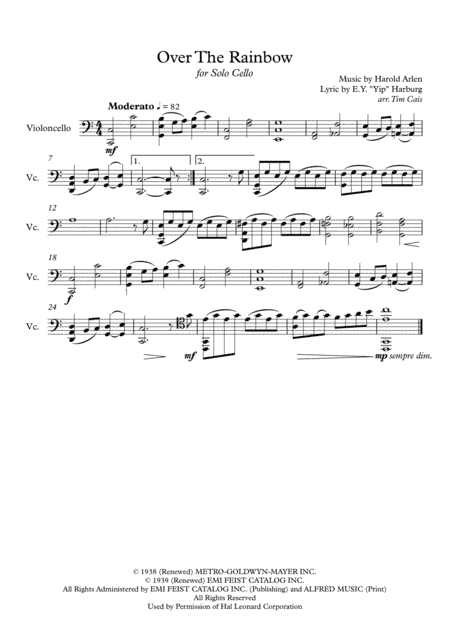 Over The Rainbow (from The Wizard Of Oz) (arr. Tim Cais)