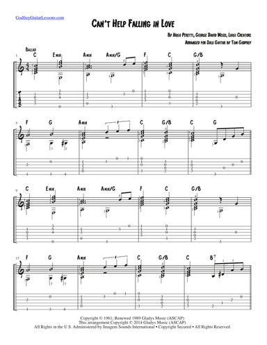 Can't Help Falling In Love (arr. Tom Godfrey)