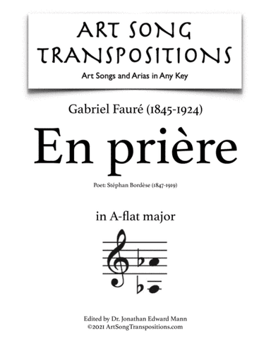 FAURÉ: En prière (transposed to A-flat major) (arr. ArtSongTranspositions.com)