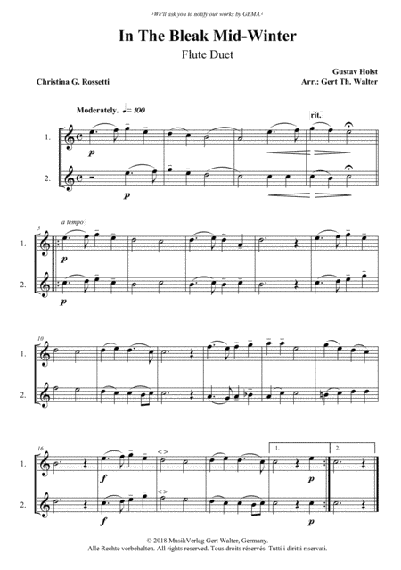 In The Bleak Mid-Winter (arr. Gert Th. Walter)