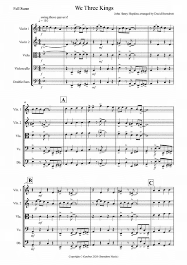 We Three Kings (Jazzy Style!) for String Orchestra (arr. David Burndrett)