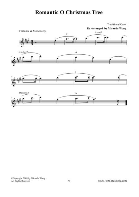 Romantic O Christmas Tree - Violin or Flute Solo (arr. Miranda Wong)