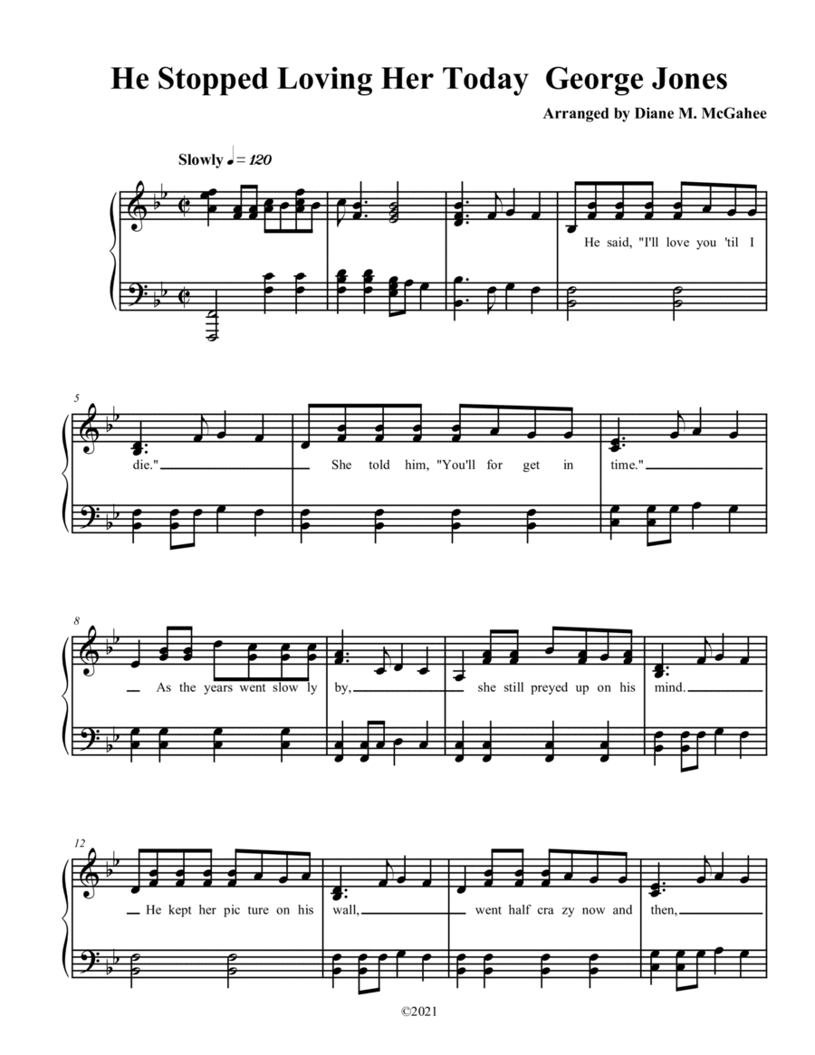 He Stopped Loving Her Today (arr. Diane M. McGahee)