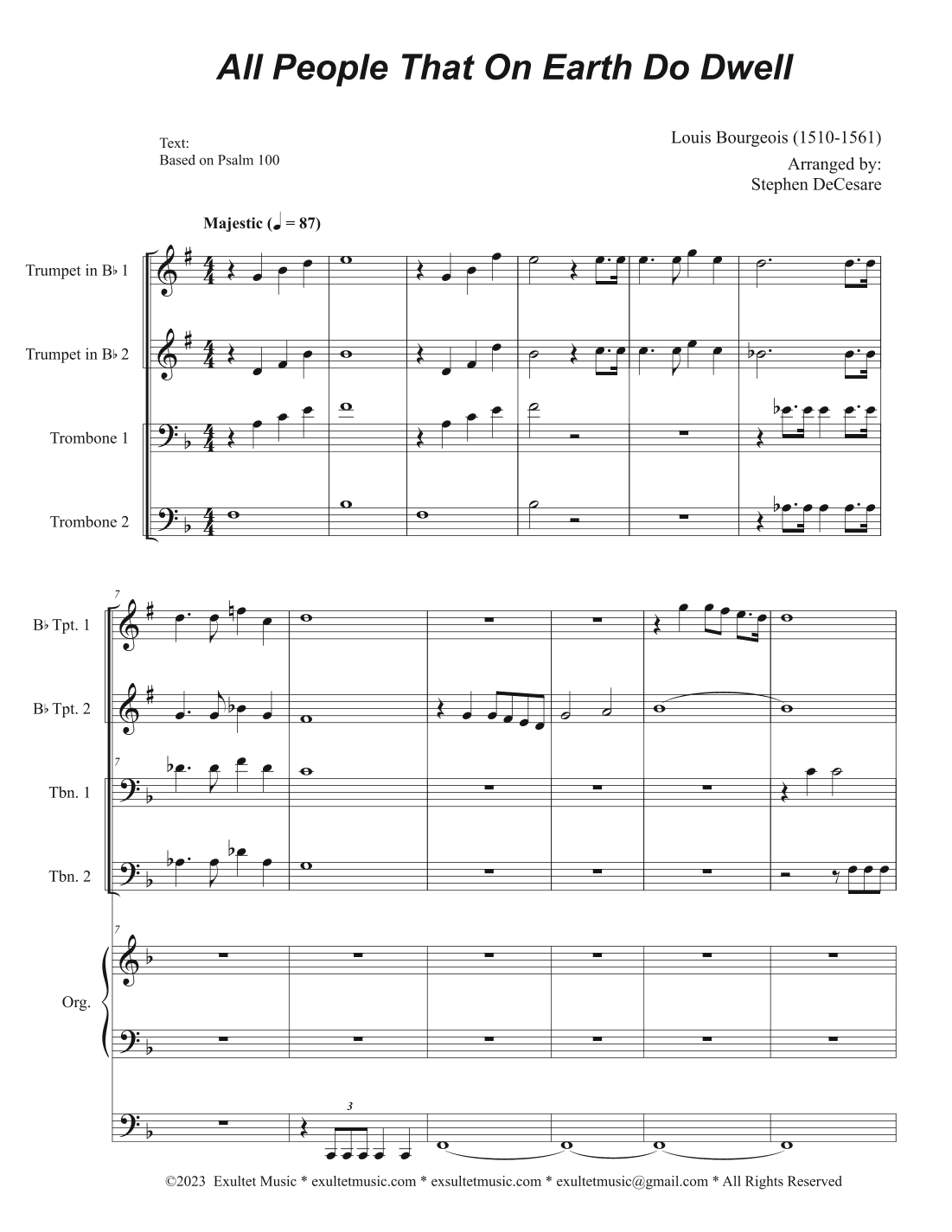 All People That On Earth Do Dwell (2-part choir - (Sop. & Ten.) (Full Score Alternate) - Score Only (arr. Stephen DeCesare)