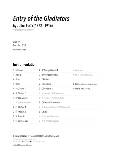 Entry of the Gladiators (Thunder and Blazes) (arr. Thomas PECHOT)