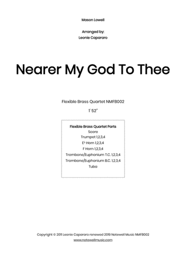 Nearer My God To Thee (Flexible Brass quartet or ensemble) (arr. Leonie Capararo)