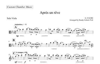 Faure Apres un Rev (After a Dream) (solo viola) (arr. Randy Calistri-Yeh)