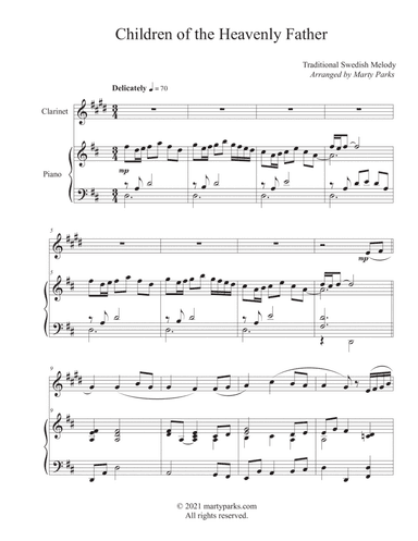 Children of the Heavenly Father (Clarinet-Piano) (arr. Marty Parks)