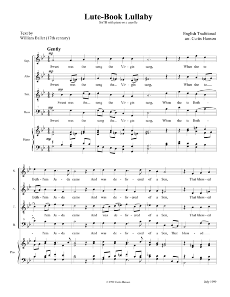 Lute-Book Lullaby (SATB) (arr. Curtis Hanson)