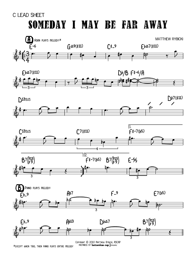 Someday I May Be Far Away (C Expanded Lead Sheet)