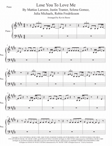 Lose You To Love Me (arr. Kevin Busse)