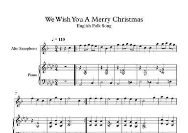 We Wish You A Merry Christmas - English Folk Song (Alto Sax + Piano) (arr. Digital Book Music)