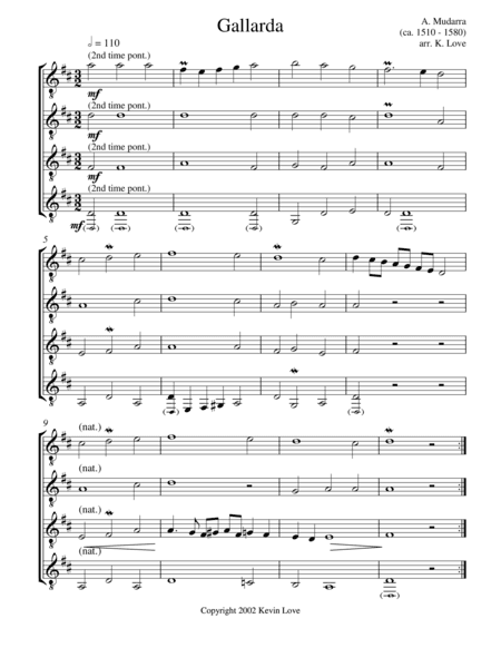 Gallarda (Guitar Quartet) - Score and Parts (arr. Kevin Love)