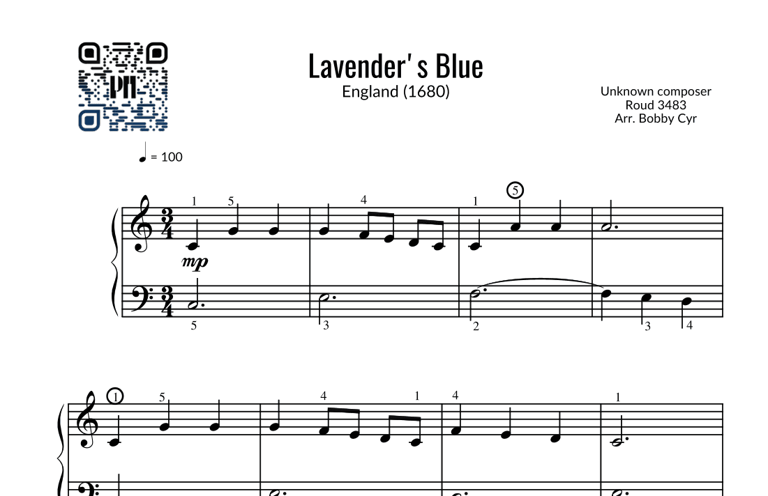 Lavender’s Blue Dilly Dilly - Nursery Rhymes (Easy Piano) (arr. Bobby Cyr - Piano Notion)