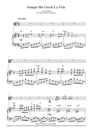Aunque Me Cueste La Vida (arr. Kaiserin Rebecca)