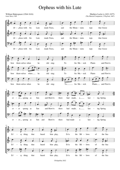 Orpheus with his Lute (arr. Early Music Scores)