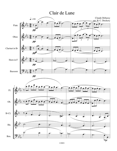 Clair de Lune for Woodwind Quintet (arr. B. C. Dockery)
