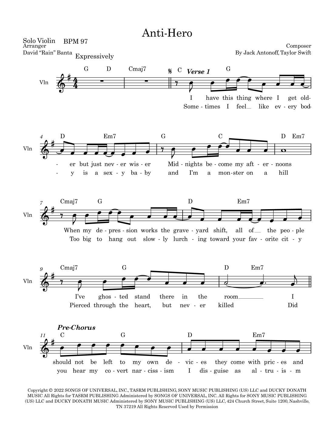Anti-hero (arr. David "Rain" Banta)