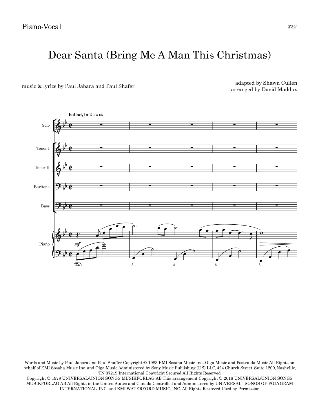 Dear Santa (bring Me A Man This Christmas) (arr. David Maddux)
