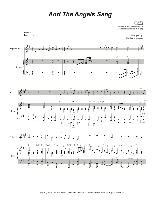 And The Angels Sang (Soprano Saxophone and Piano) (arr. Stephen DeCesare)