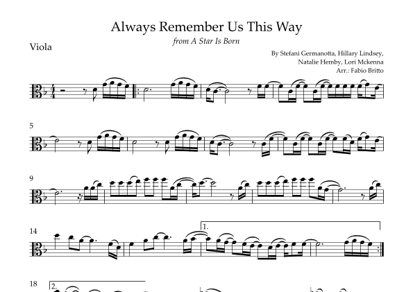 Always Remember Us This Way (arr. Fabio Britto)