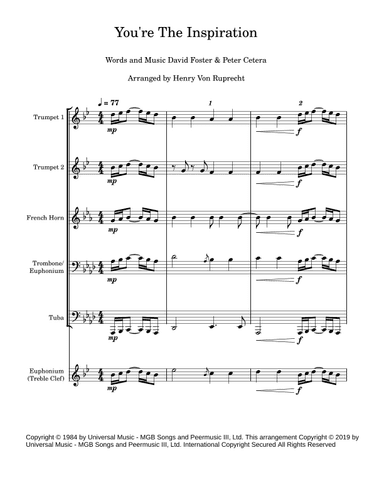 You're The Inspiration (arr. Henry Von Ruprecht)