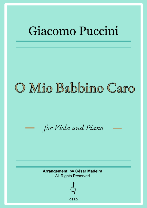 O Mio Babbino Caro by Puccini - Viola and Piano (Full Score and Parts) (arr. César Madeira)