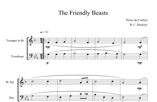 The Friendly Beasts (Trumpet and Trombone Duet) (arr. B. C. Dockery)