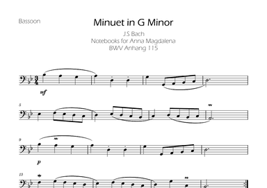 Minuet in G minor BWV Anh. 115 - Bach - Bassoon (arr. Ygor Nunes)