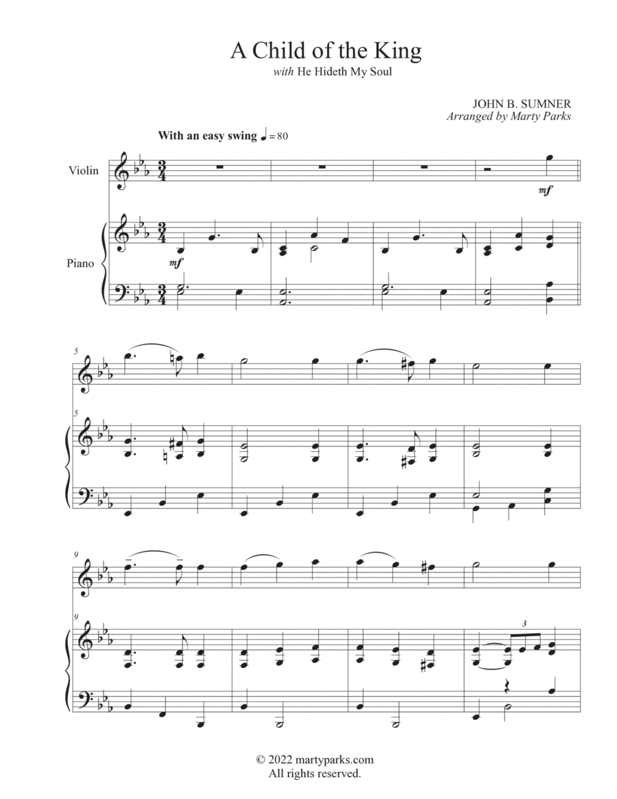 A Child of the King (Violin-Piano) (arr. Marty Parks)