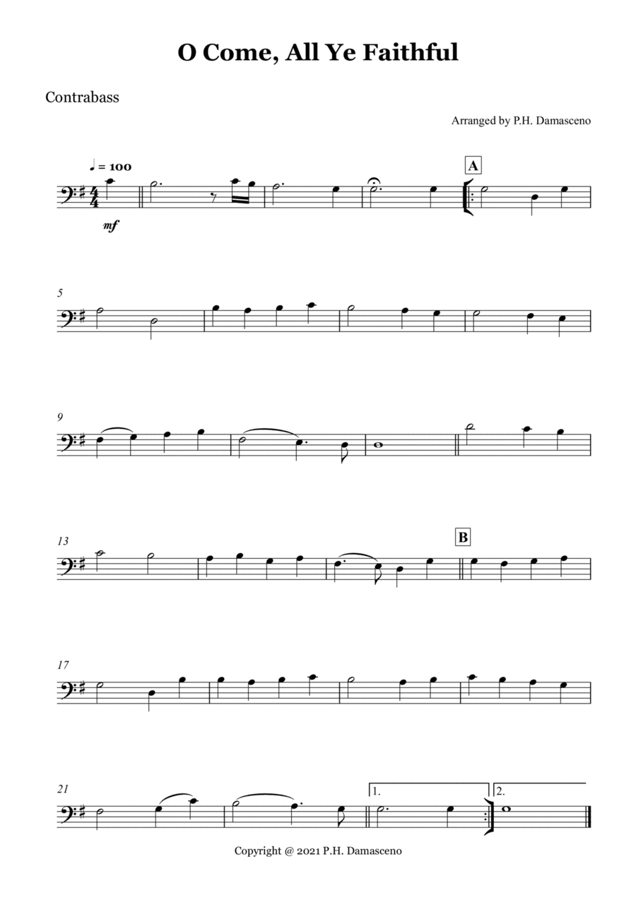 O Come, All Ye Faithful - Contrabass Solo (arr. P.H. Damasceno)