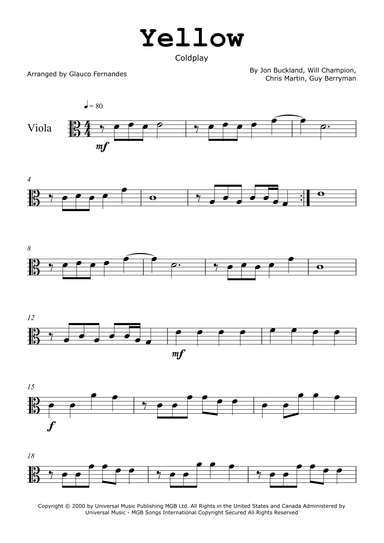 Yellow (arr. Glauco Fernandes)