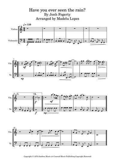 Have You Ever Seen The Rain? (arr. Madelu Lopes)