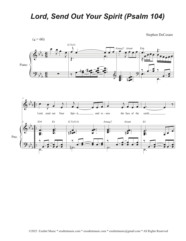 Lord, Send Out Your Spirit (Psalm 104) (Unison choir - High Key)