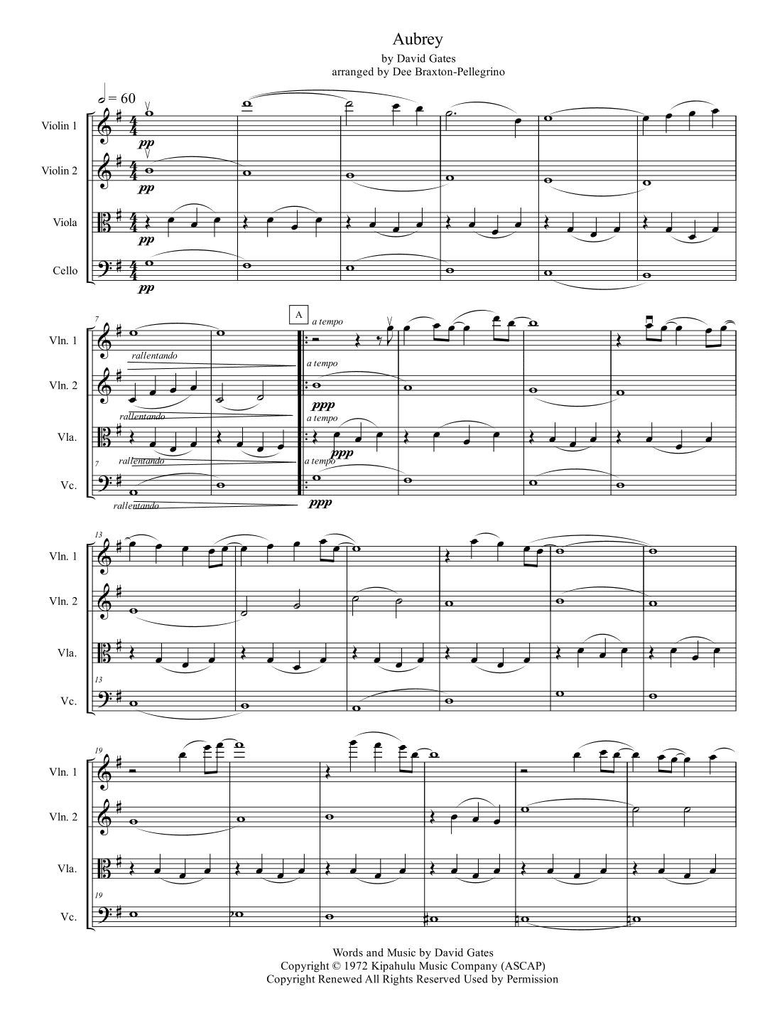 Aubrey (arr. Dee Braxton-Pellegrino)
