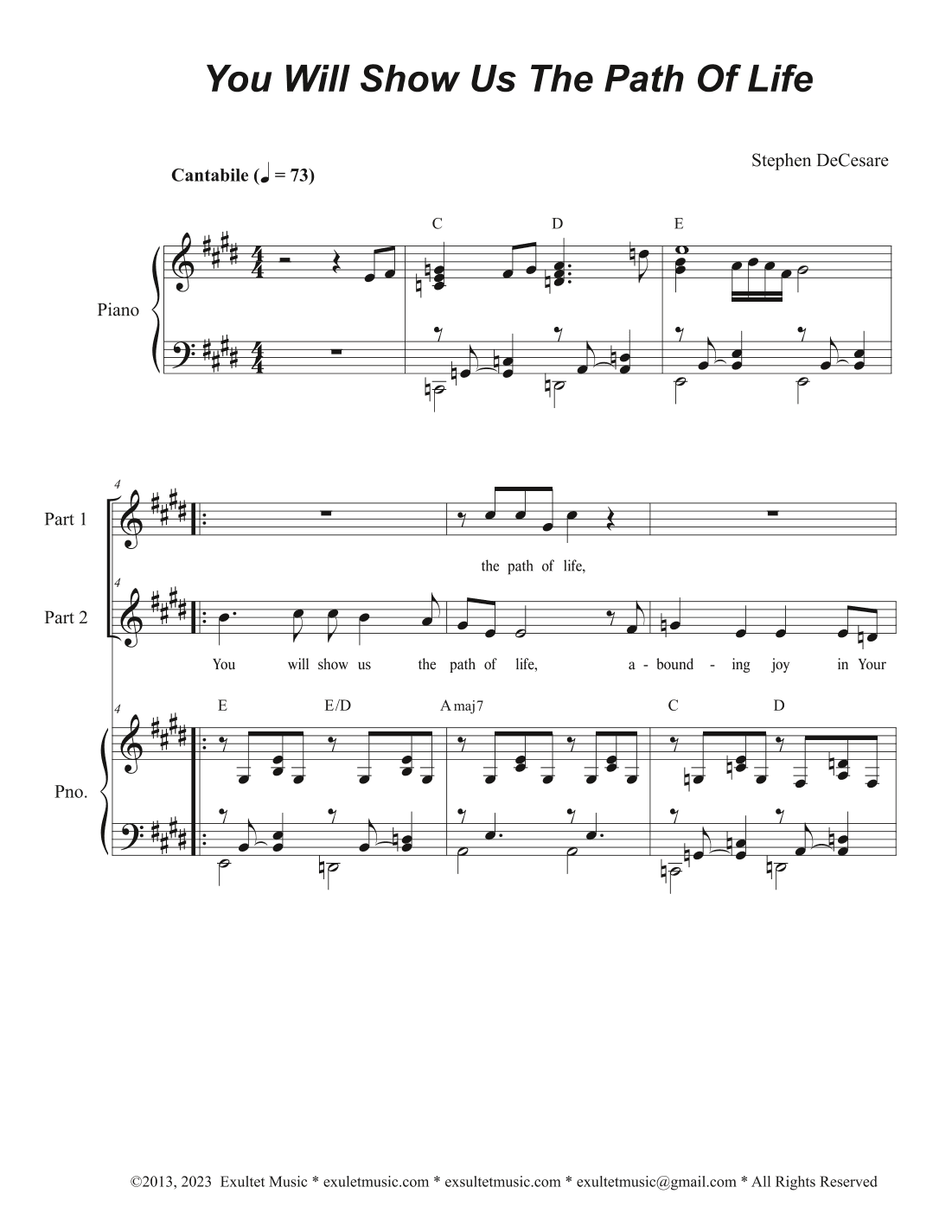 You Will Show Us The Path Of Life (2-part choir)