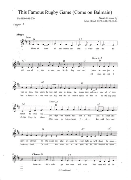 This Famous Rugby Game. ( Come On Balmain ) Pg 1.