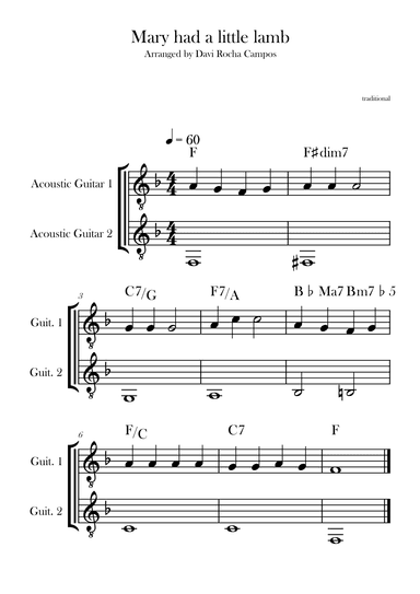 Mary had a little lamb (arr. Davi Rocha Campos)