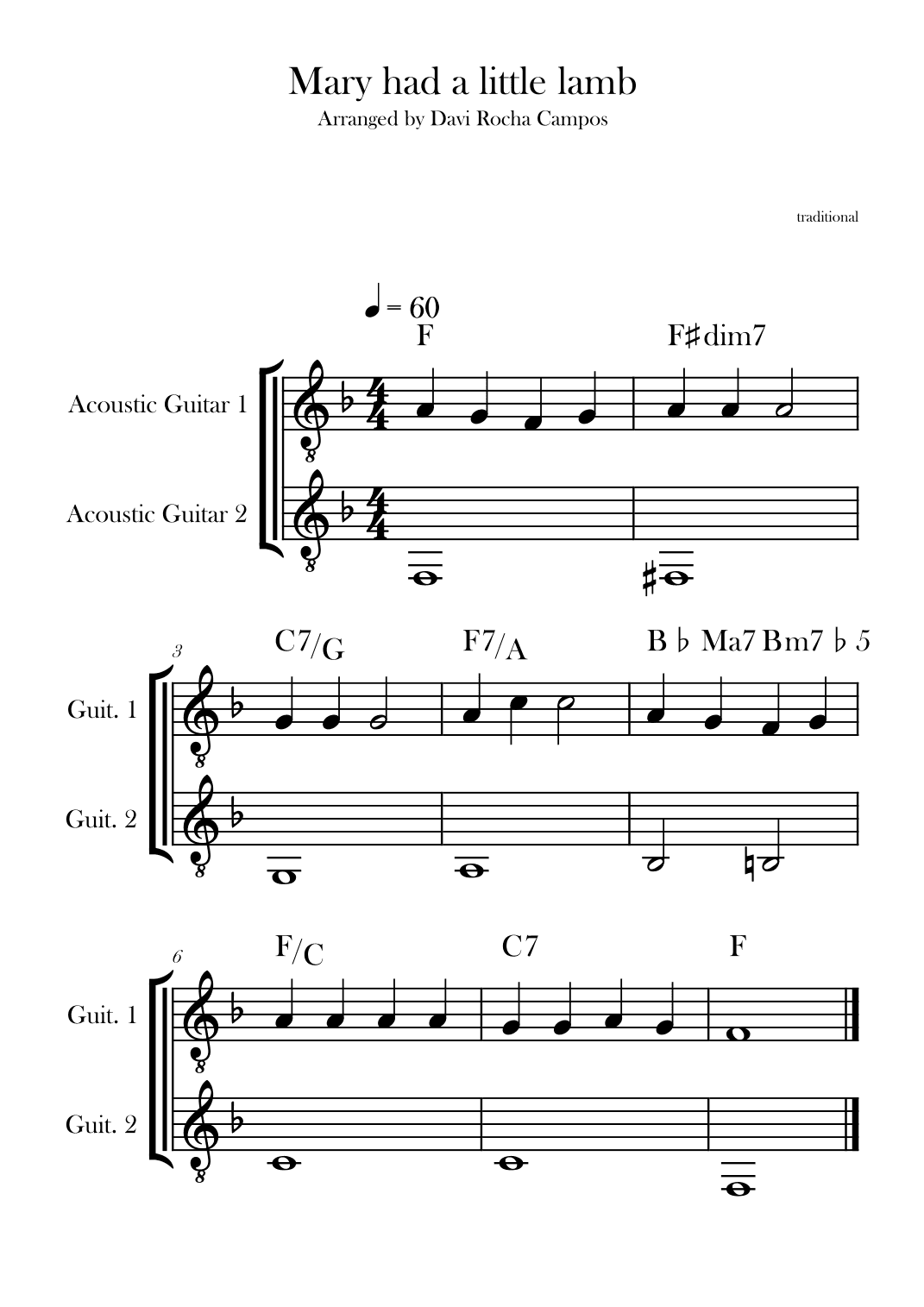 Mary had a little lamb (arr. Davi Rocha Campos)