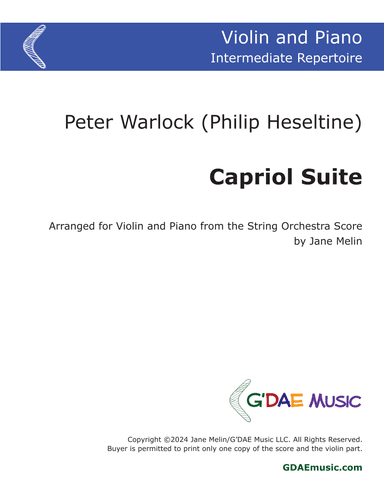 Warlock - Capriol Suite for Violin and Piano (arr. Jane Melin)